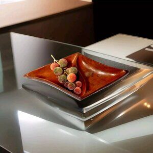 VTG Mahogany Wood Tray 2 Sections MSM handmade vintage 17" farmhouse decor